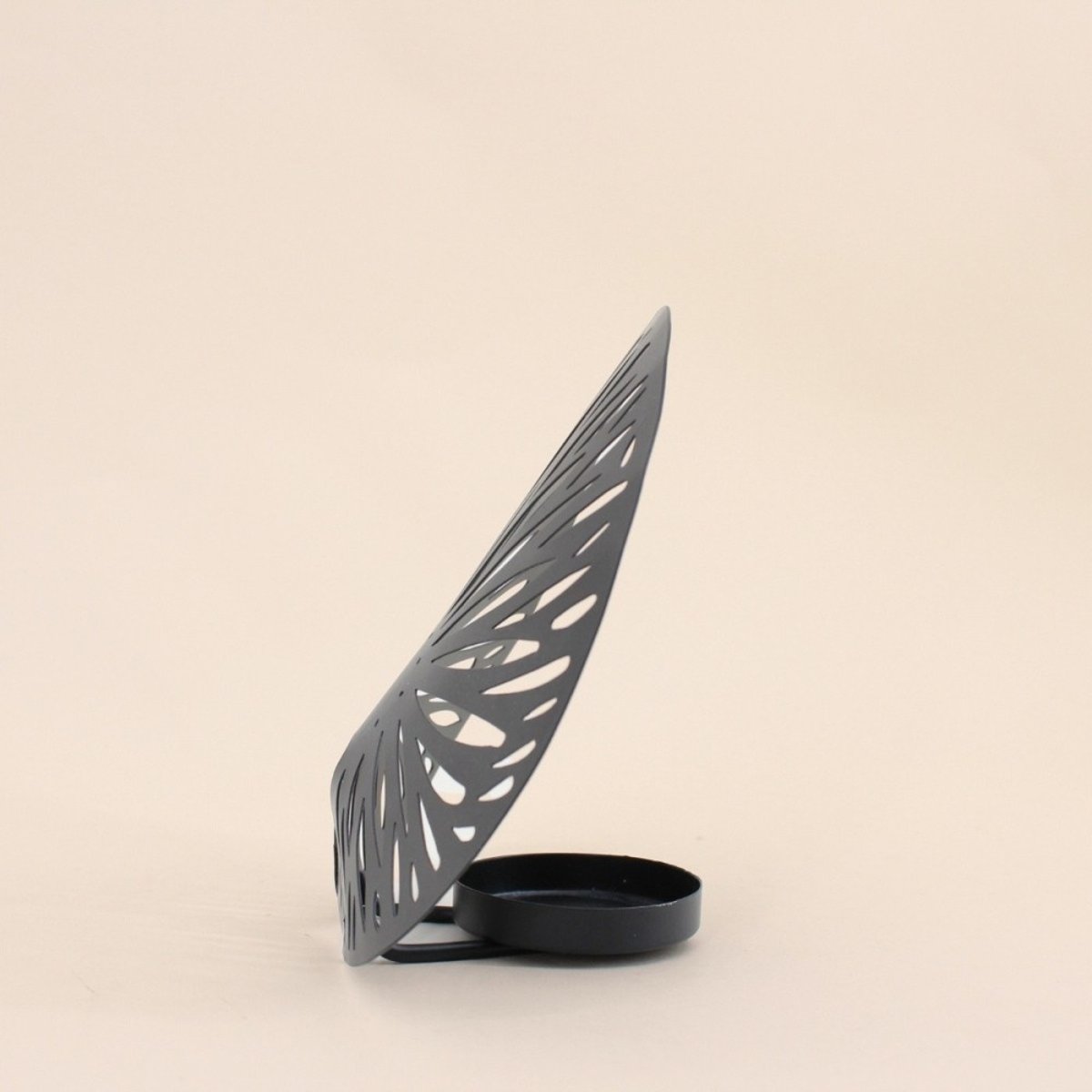 Lot de 2 photophores en métal noir 14cm noir, ORNAMI