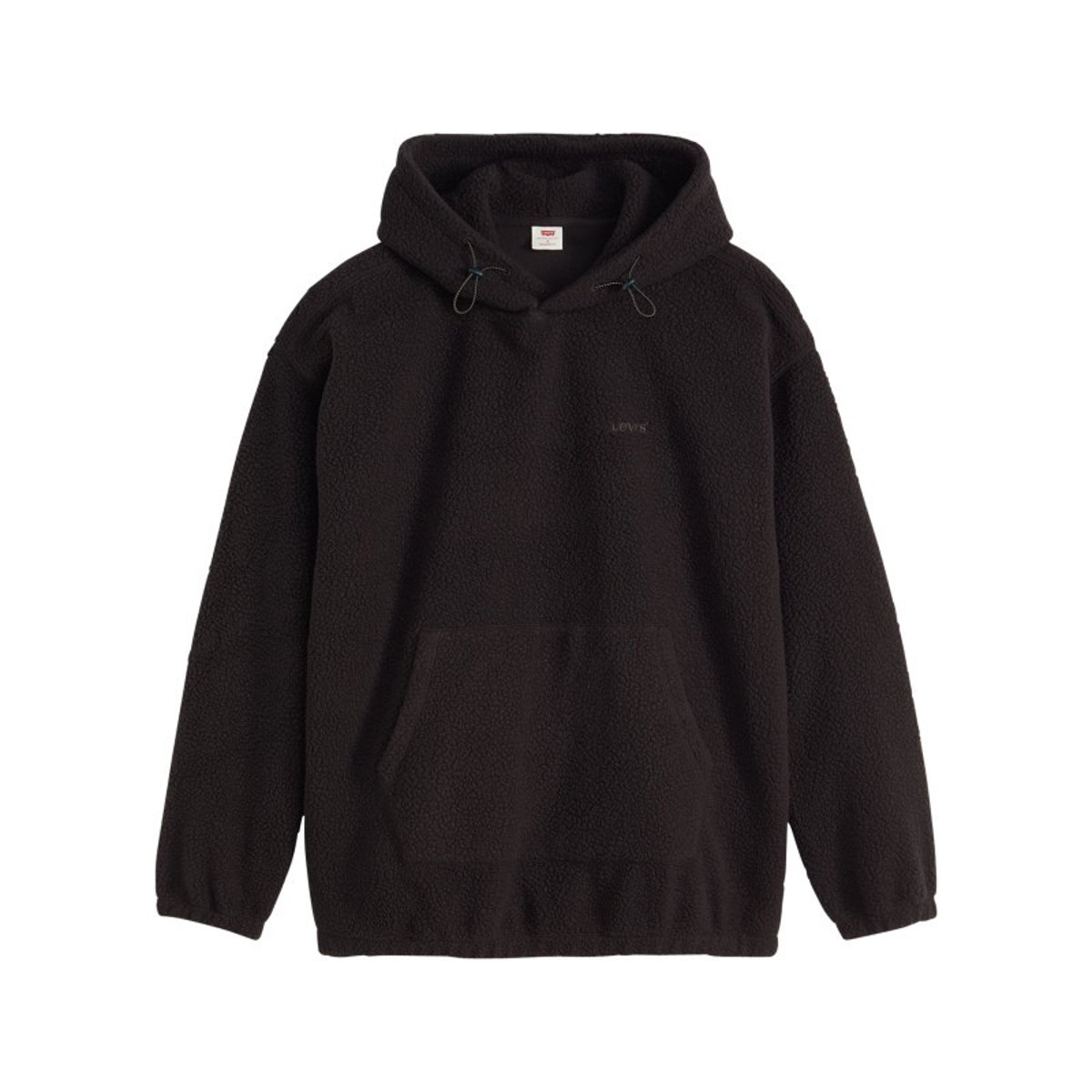 Sweat noir uni en sherpa avec une coupe droite et un col à capuche noir, LEVI'S