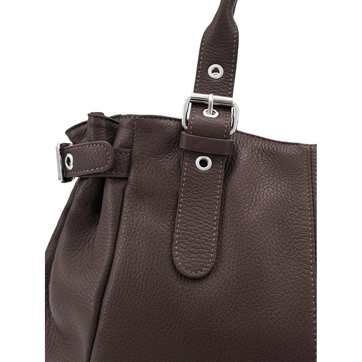 Sac bowling en cuir grainé URBAN PRINCESS SILVER chocolat, OH MY BAG