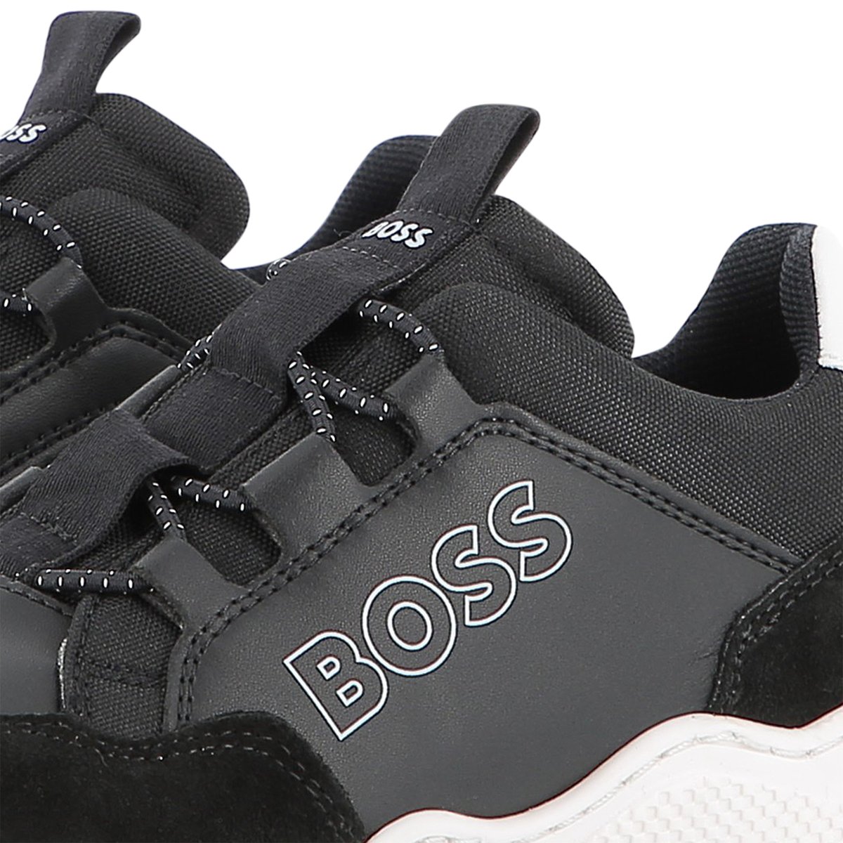 Sneakers finte e tela black, BOSS KIDSWEAR