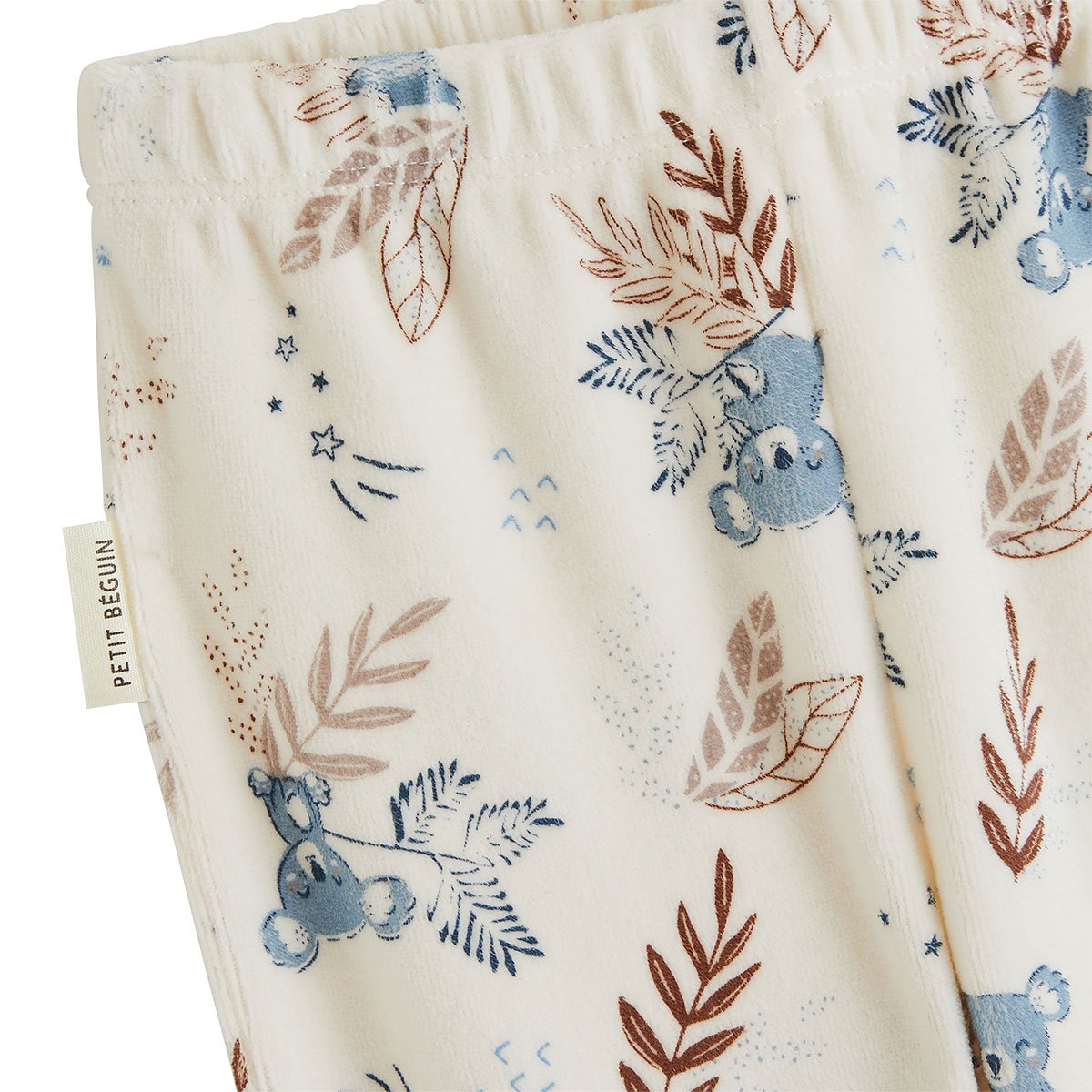 Lot de 2 pyjamas bébé 2 pièces en velours à pieds retroussables Mathéo marron, PETIT BEGUIN