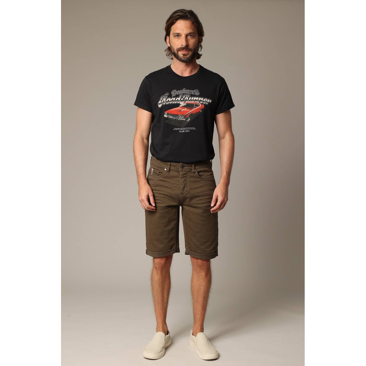 Bermuda à coupe slim BART khaki used, DEELUXE