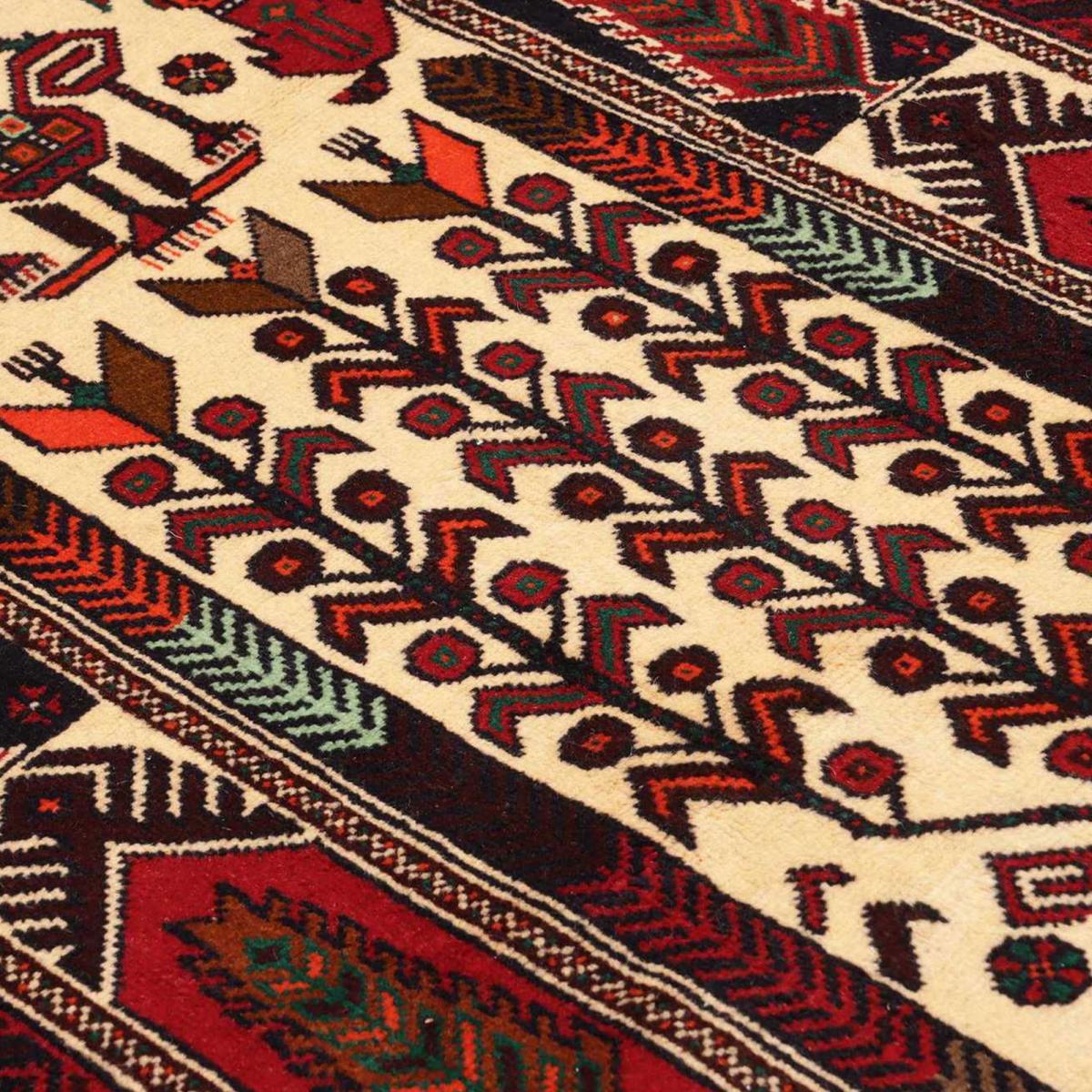 Tapis d'orient oriental, noué main en laine, BALUTSCH 1 rouge, crème, noir, UN AMOUR DE TAPIS