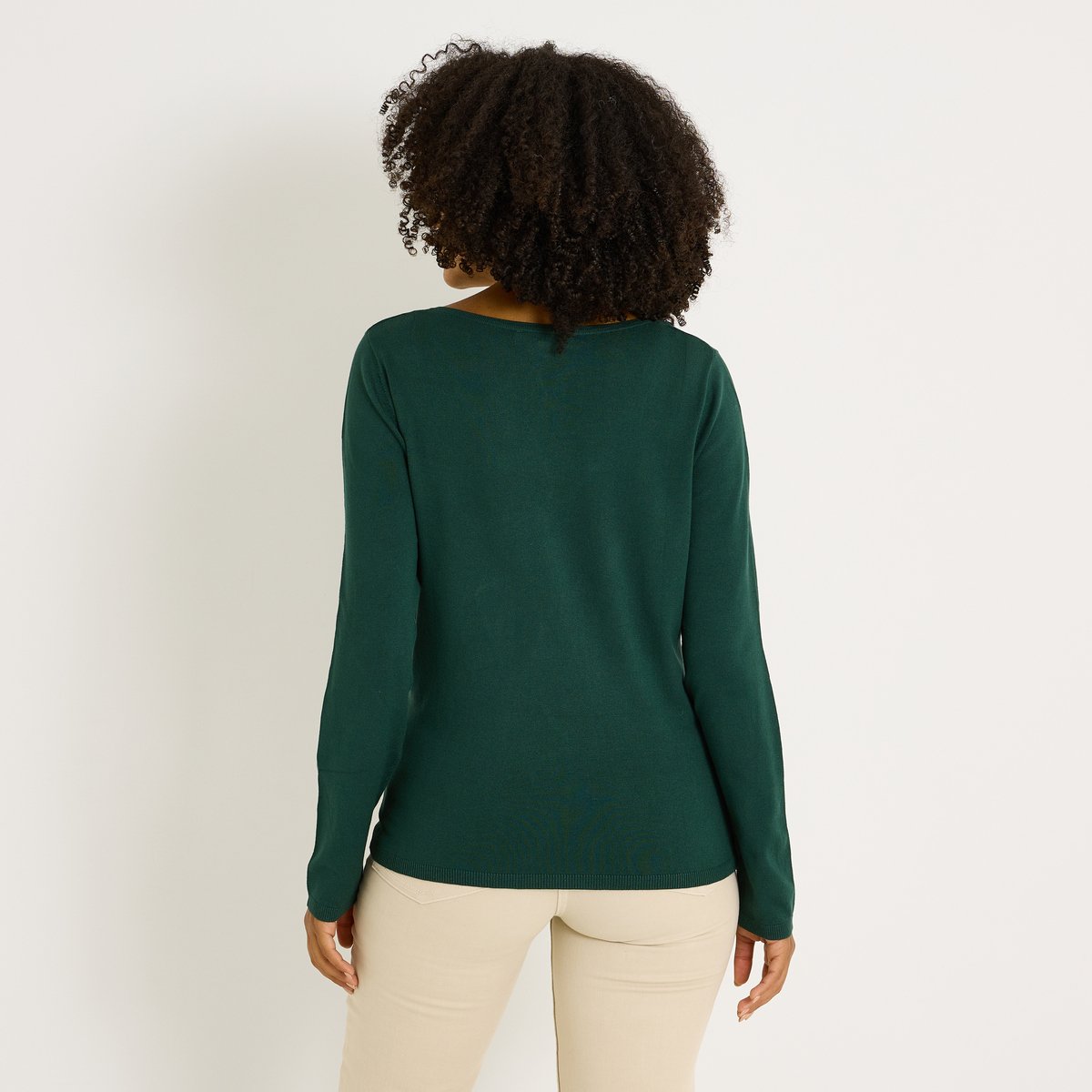 Pull col V ajouré vert, GRAIN DE MALICE