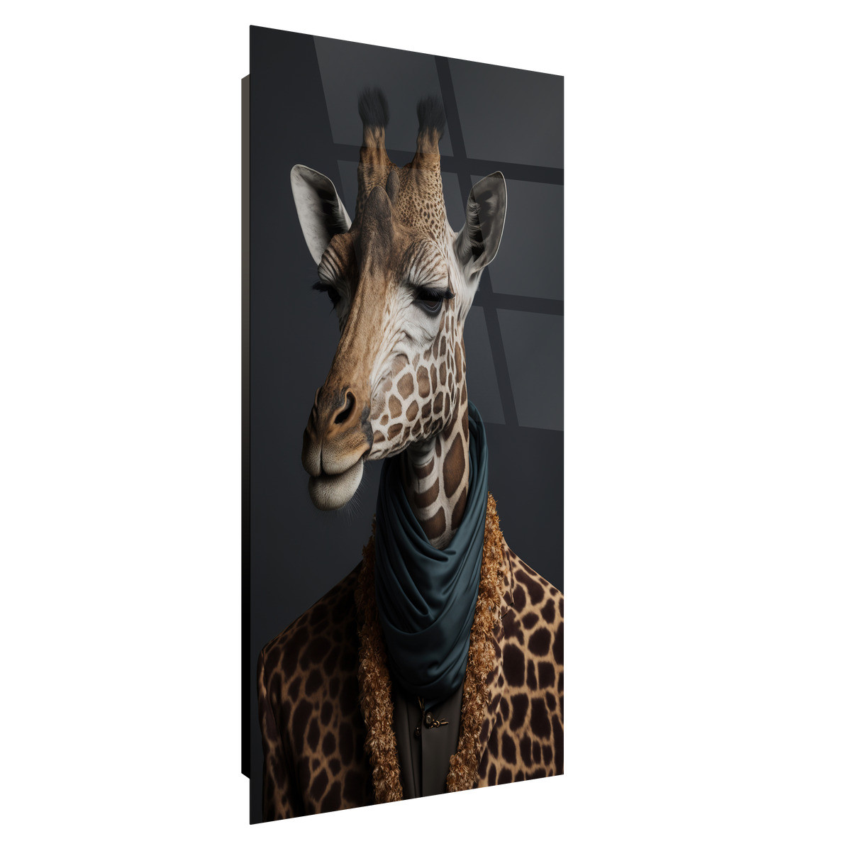 Tableau Sur Verre Synthétique Portrait De Girafe Humanisée ANIMAUX HUMANISÉS tableau en verre synthétique, CEANOTHE
