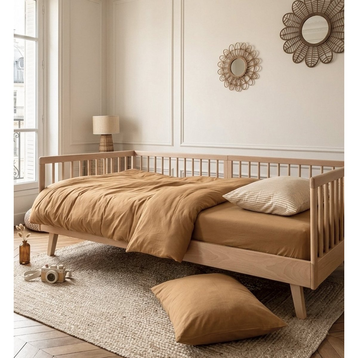 Housse de Couette 1 personne SATIN DE COTON BIO LAVÉ ambre, KADOLIS