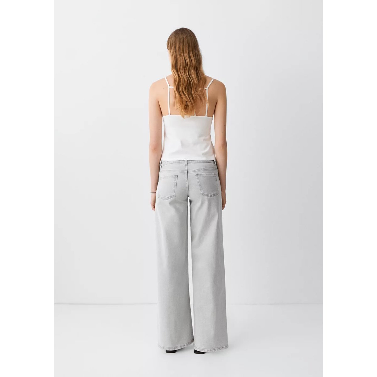 Jean low waist wide leg gris denim, MANGO TEEN