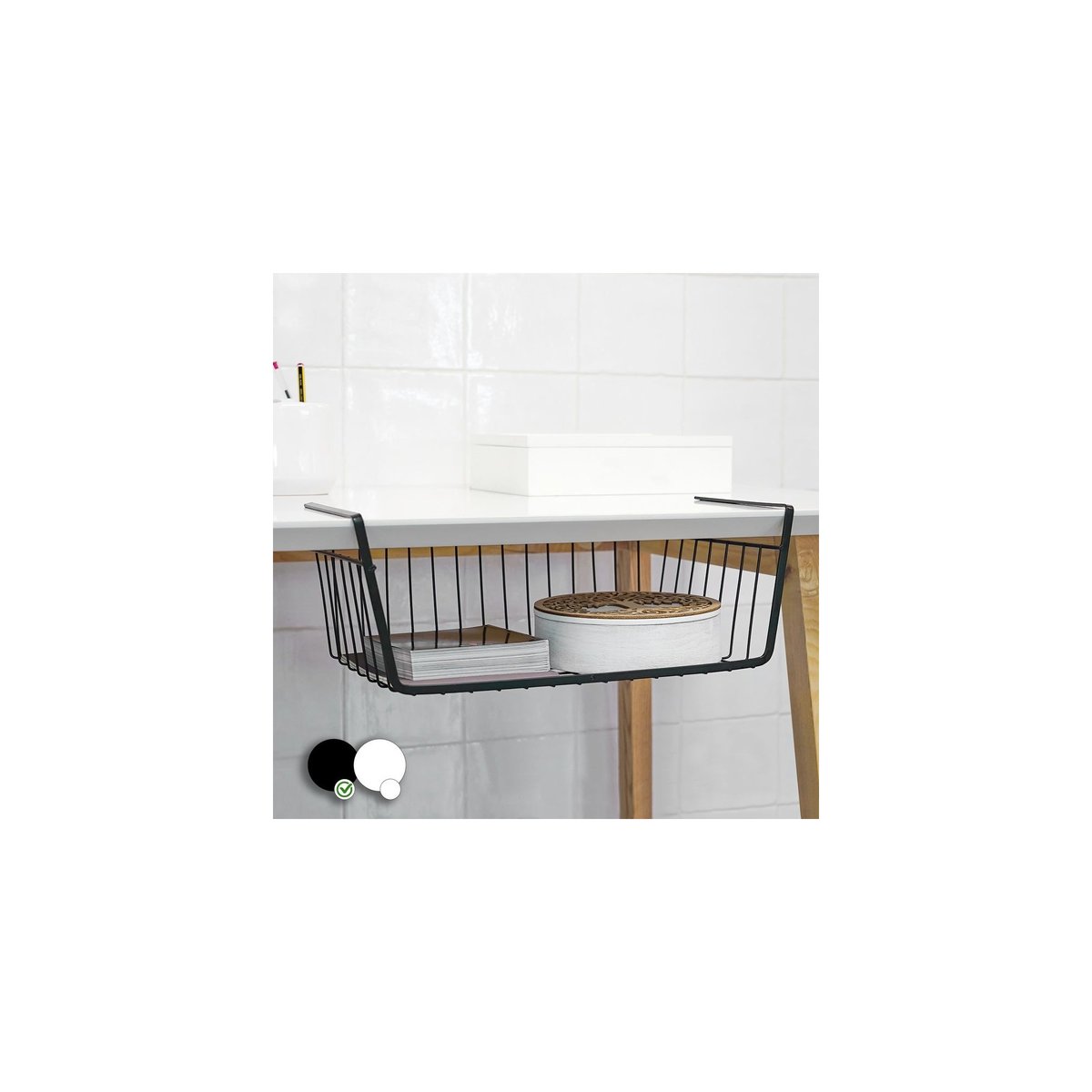 Panier de rangement à suspendre métal noir - 40x24.5x14.5cm noir, WADIGA