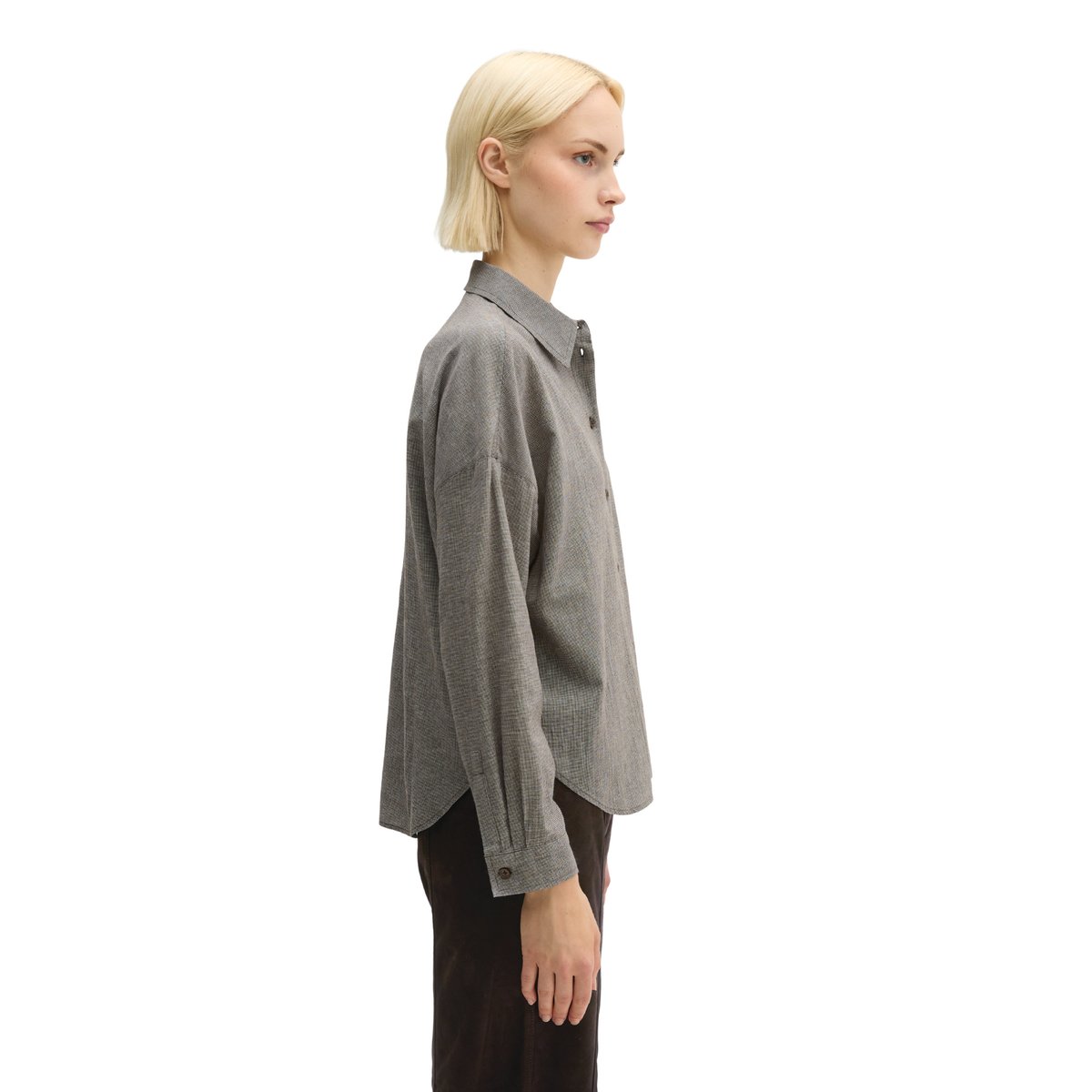 Chemisier oversize en seersucker en pur coton biologique marron, MARC O'POLO