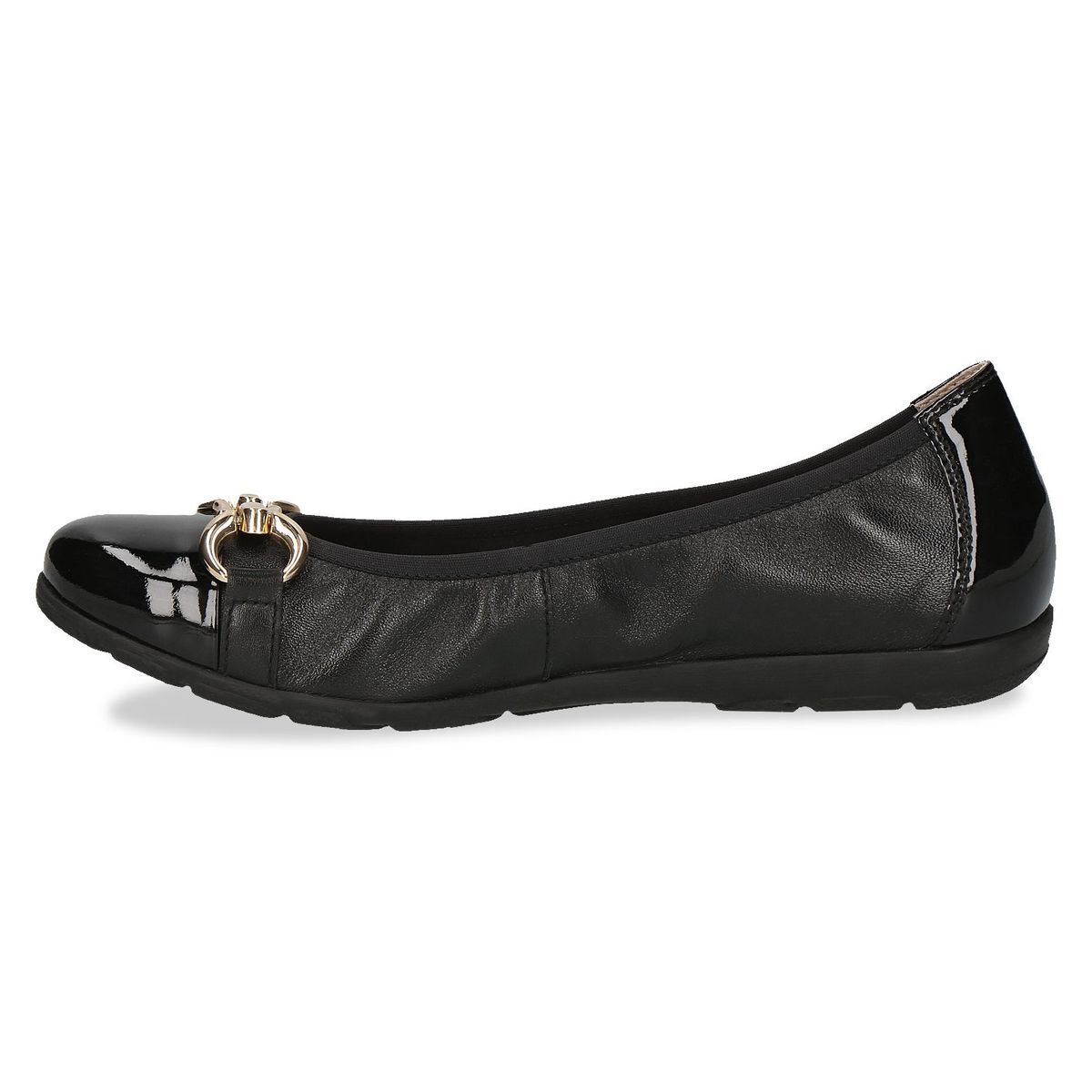 Ballerine en cuir noir zèbre, CAPRICE