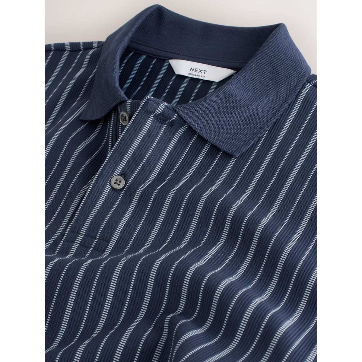Polo standard en supima à rayures verticales bleu, NEXT