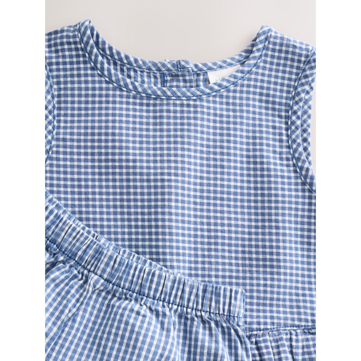 Ensemble coordonné avec chemisier et short vichy marine, NEXT