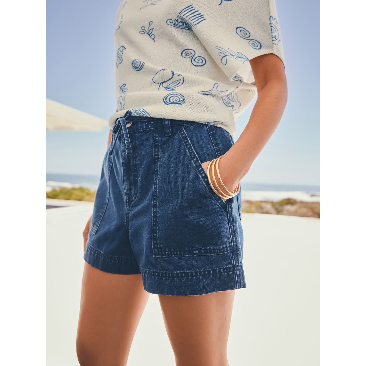 Short en jean style utilitaire bleu moyen, NEXT