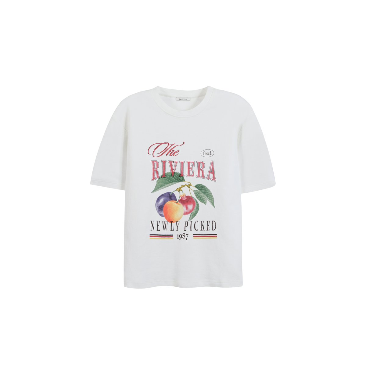 Tee-shirt col rond fantaisie fruits sérigraphie ecru, IKKS