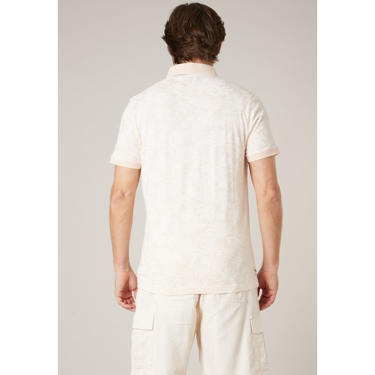 Polo homme en 100% coton effet flammé ASTRAL soft peach, DEELUXE