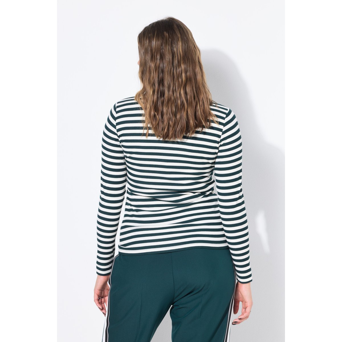 T-shirt coupe slim en jersey rayé vert minuit, STUDIO UNTOLD