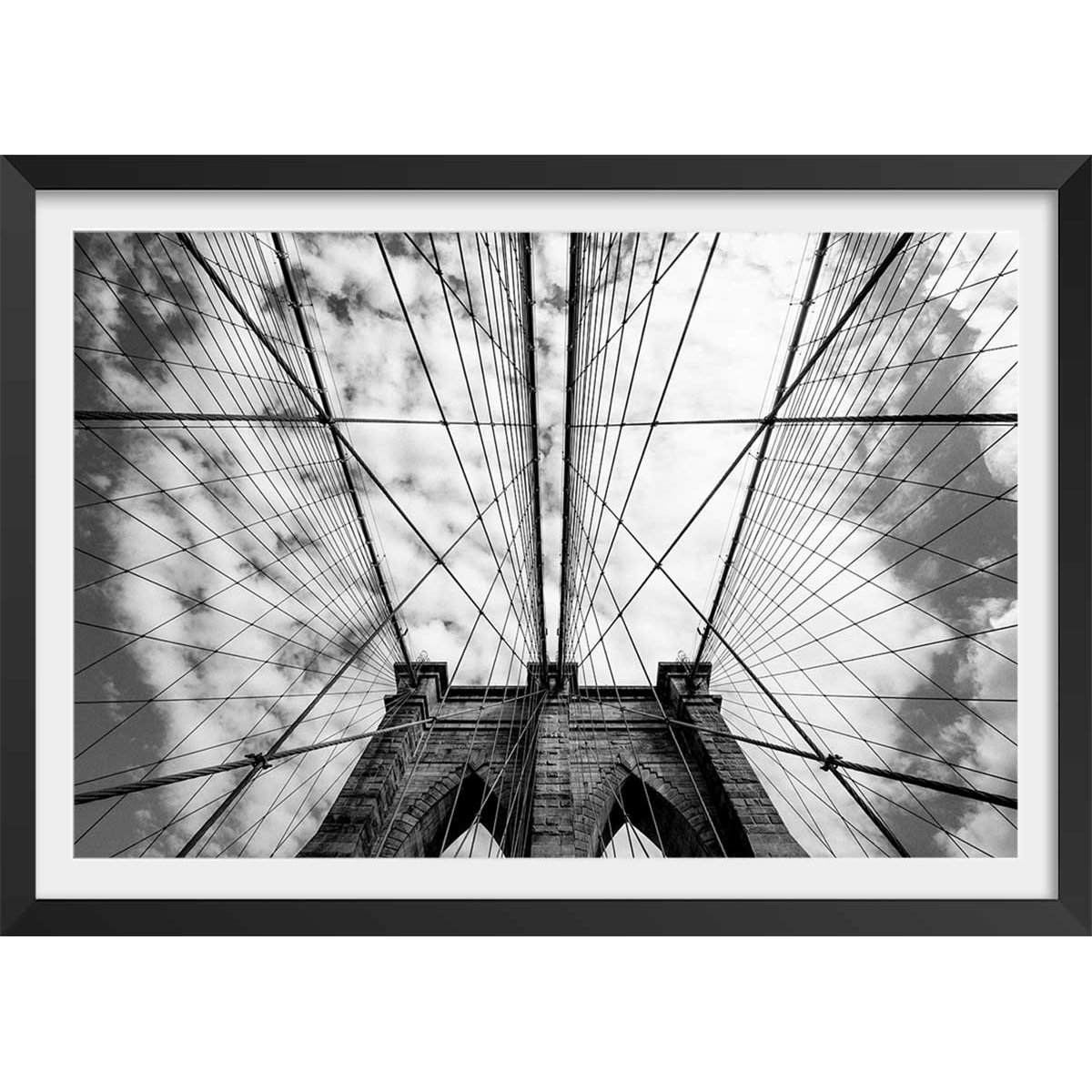 Affiche deco Brooklyn Bridge details affiche + cadre en bois - noir, HEXOA