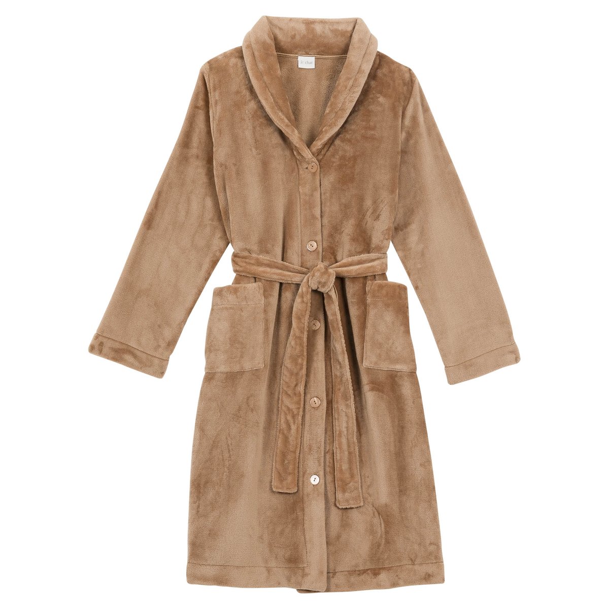 Robe de chambre en peluche flanelle ESSENTIEL H51B marron, LE CHAT