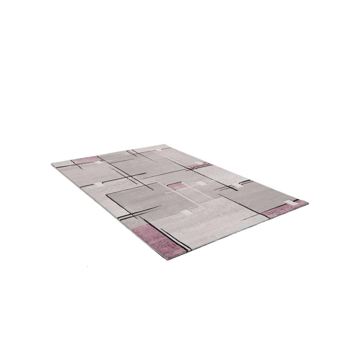 Tapis chambre tissé motif abstrait NOVA pourpre, UN AMOUR DE TAPIS