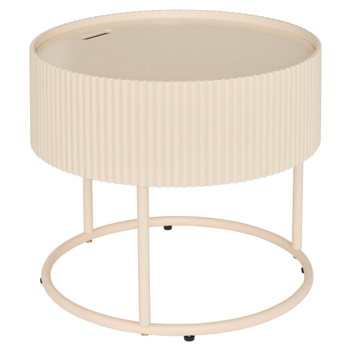 Table basse coffre de rangement plateau amovible JUNA beige, ATMOSPHERA