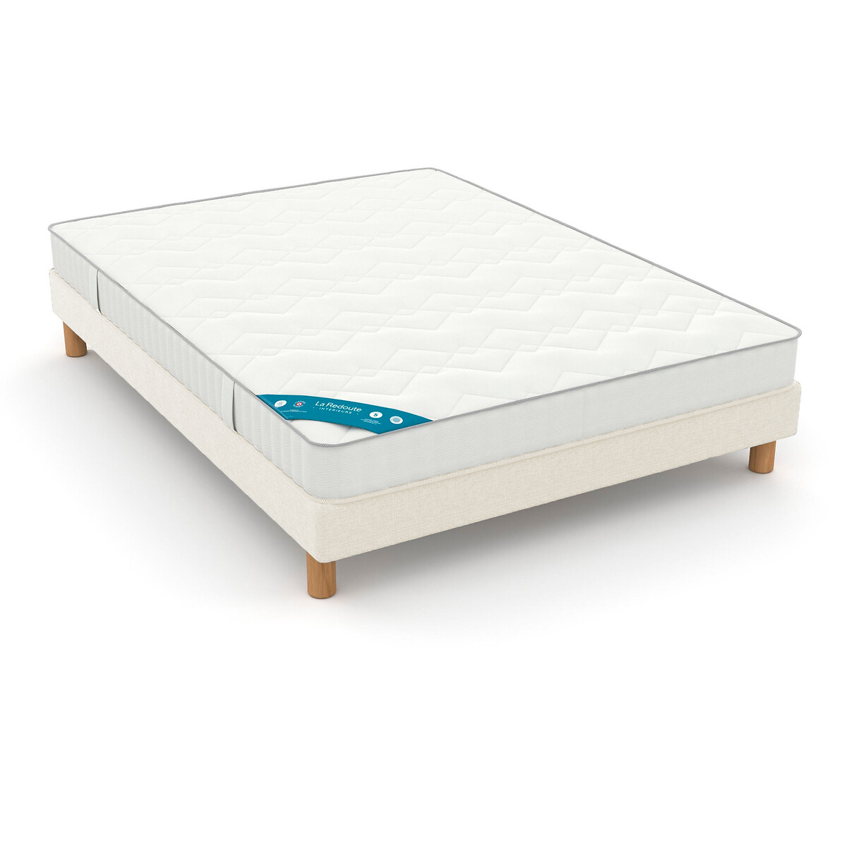 Ensemble matelas mousse HD28kg, soutien ferme, accueil mémoire de forme +sommier naturel lin, LA REDOUTE INTERIEURS