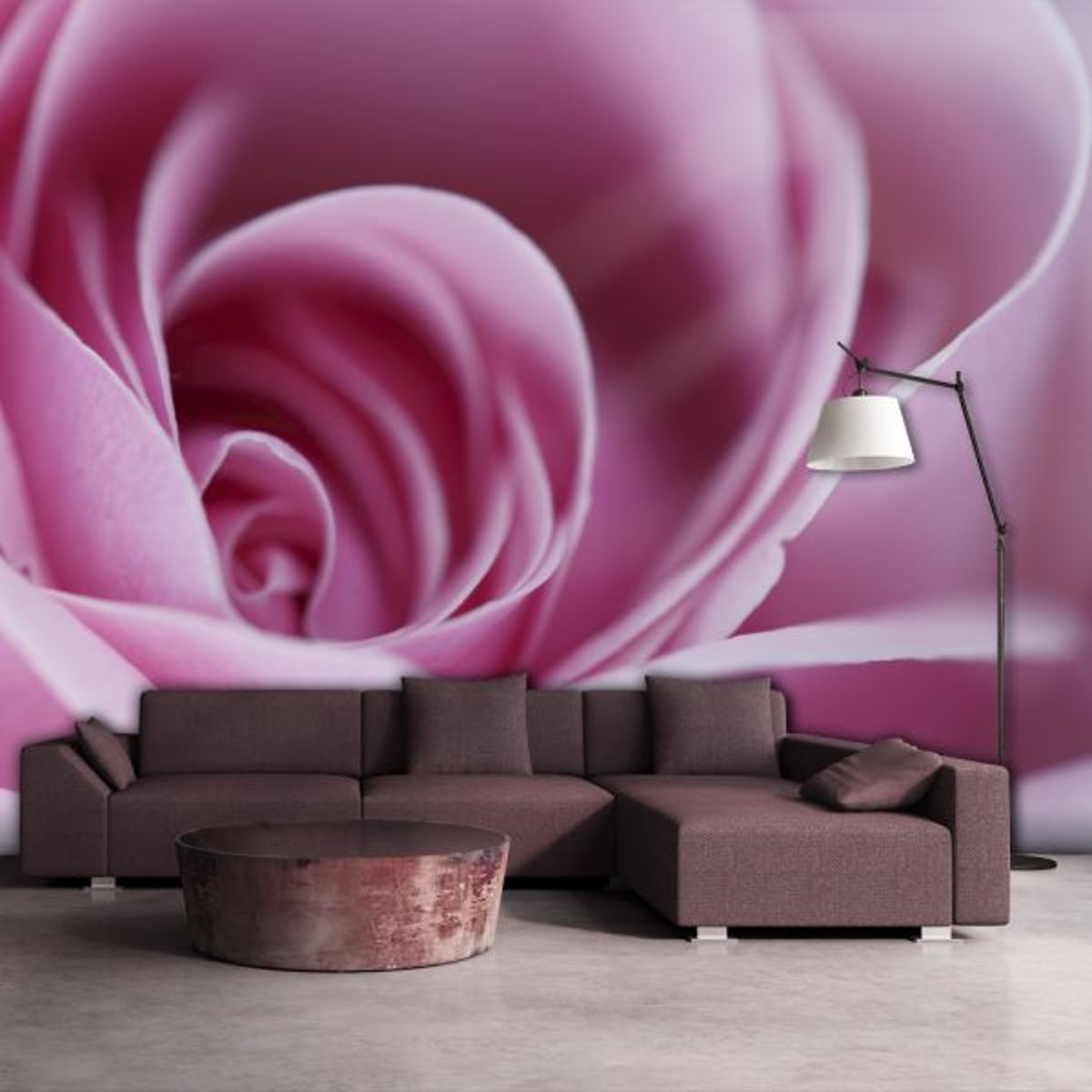 Papier peint intissé panoramique Fleurs Rose rose gris / argent, EDEN