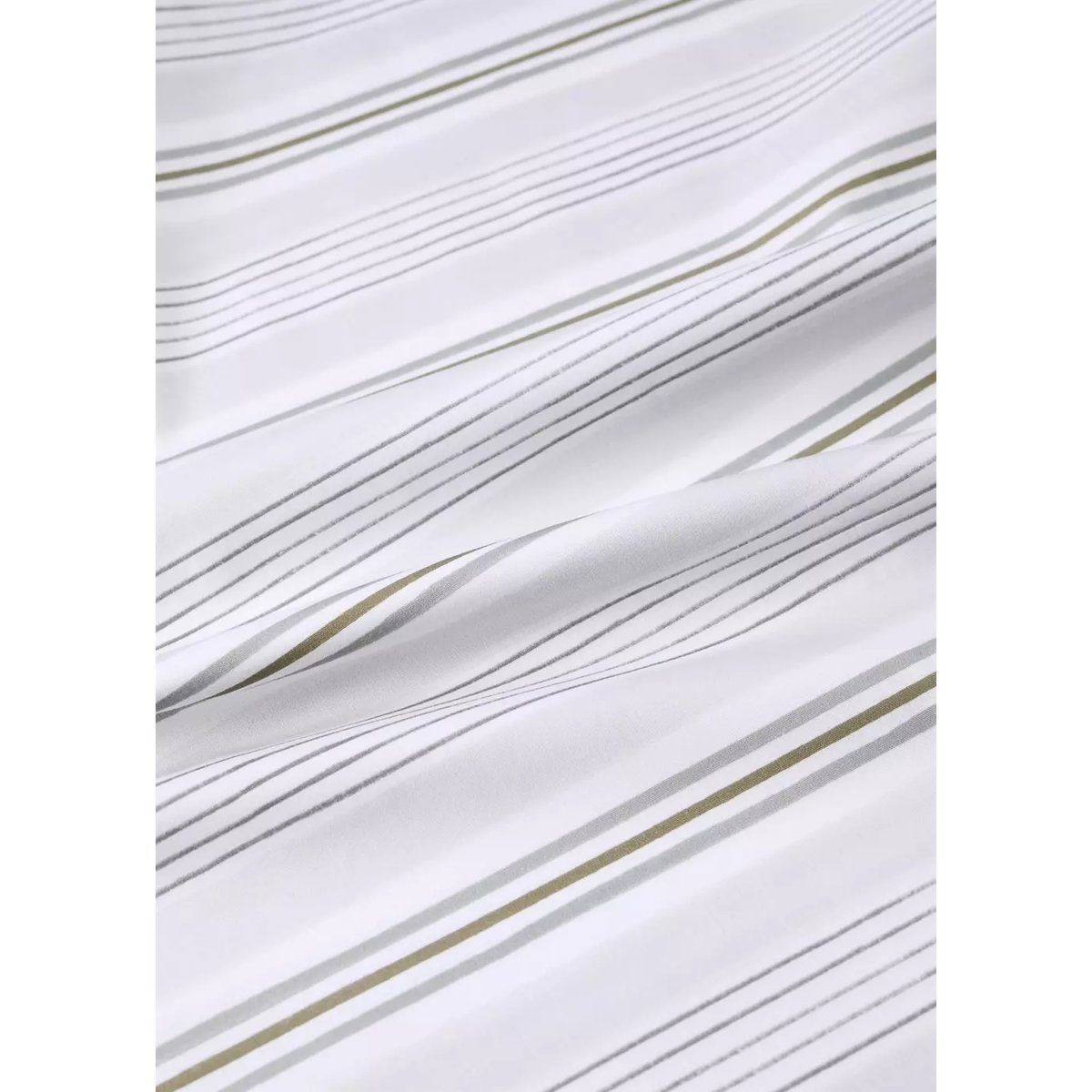 Housse de couette percale de coton 200 fils rayures gris, MANGO HOME
