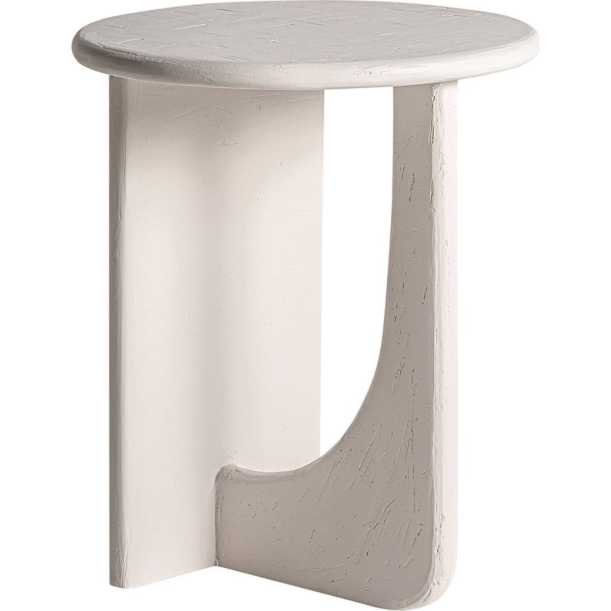 Table d'appoint ronde en bois de manguier blanc effet bois clair, RECOLLECTION