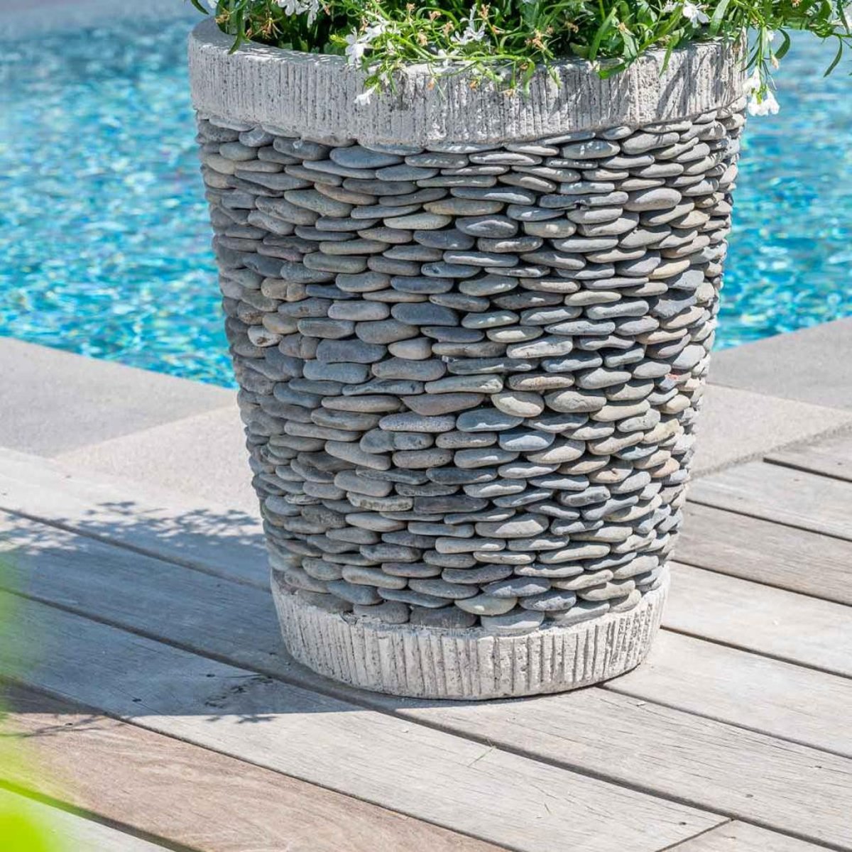 Pot bac jardinière galet conique rond gris, WANDA COLLECTION