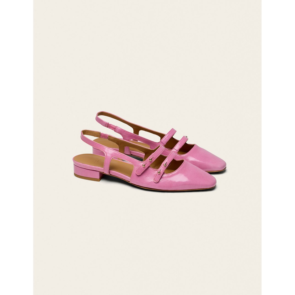Ballerines SOLI cuir verni plisse rose, ODAJE