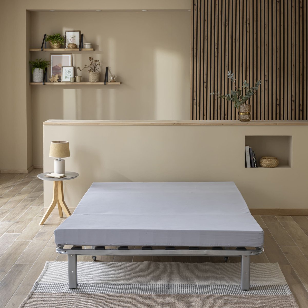 Matelas bz en mousse et latex 15 cm L'Accueillant gris, TERRE DE NUIT