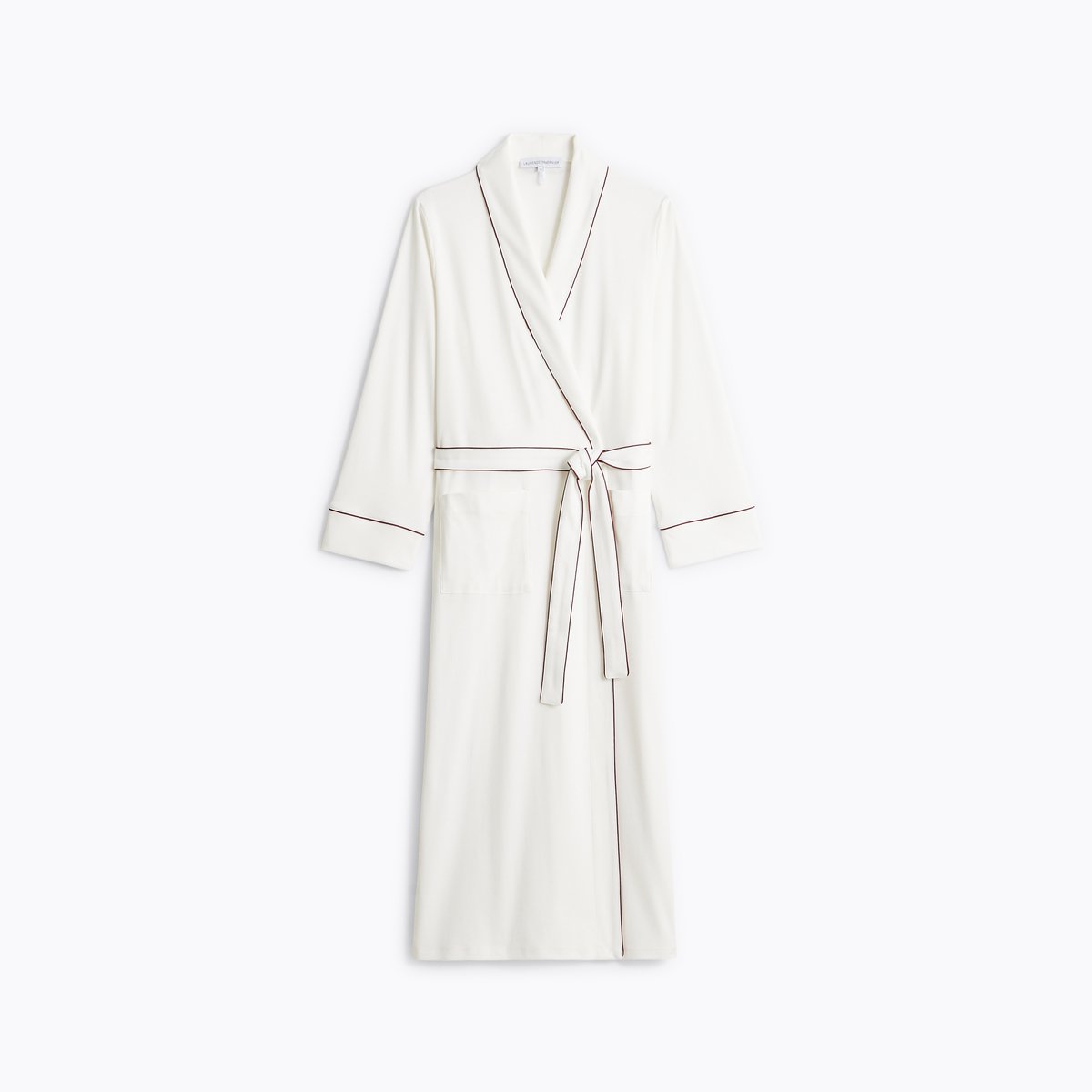 Robe de chambre col châle en coton MYSTÉRIEUSE ecru, LAURENCE TAVERNIER