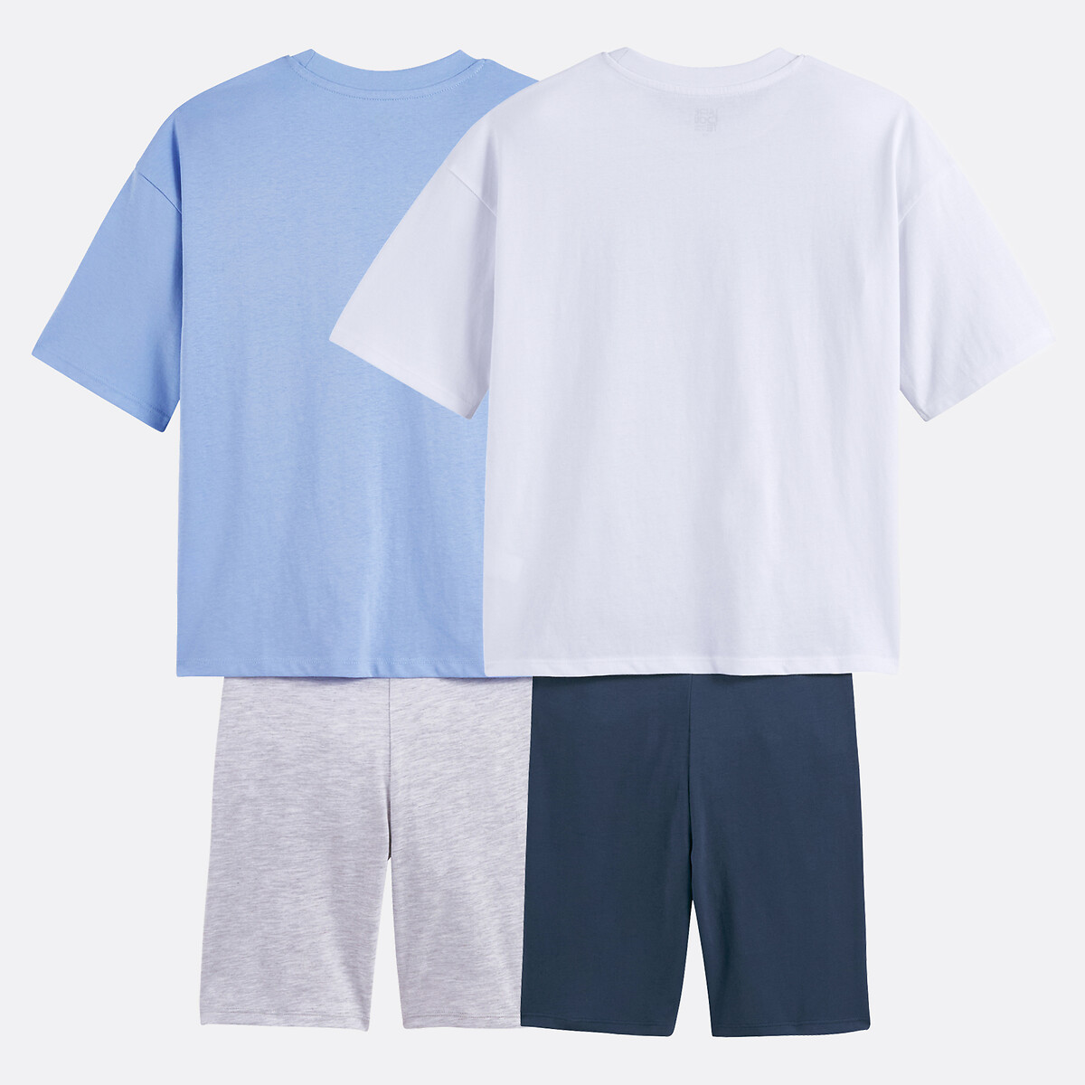 Lot de 2 pyjashorts oversize, t-shirt et cycliste, en coton assortis, LA REDOUTE COLLECTIONS
