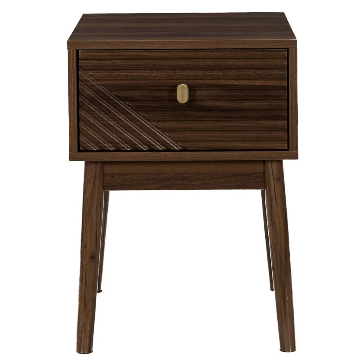 Table De Chevet Marron 1 Tiroir Avec Poignée Dorée marron, DECORATIE