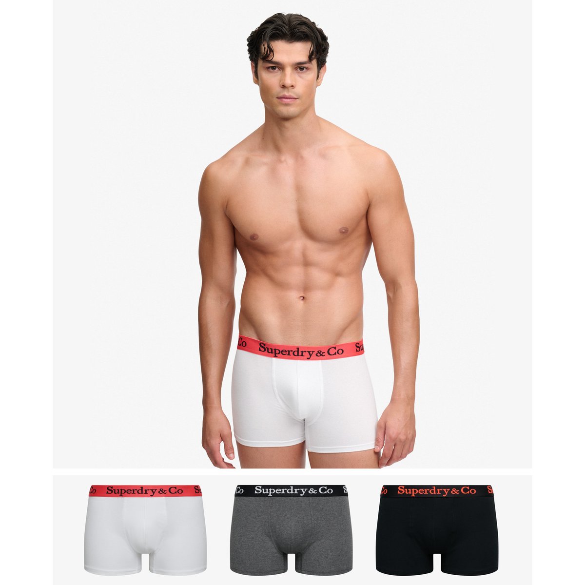 Lot de 3 Boxers & Co Coupe Classique noir/gris anthracite/optique, SUPERDRY