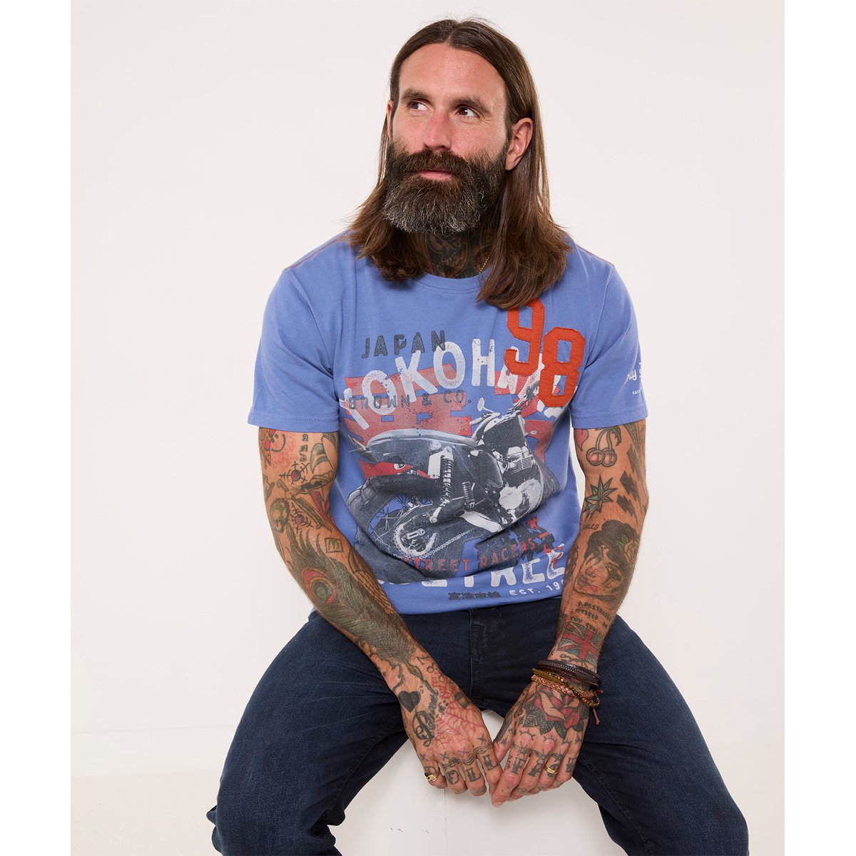 T-Shirt Ride Free bleu, JOE BROWNS