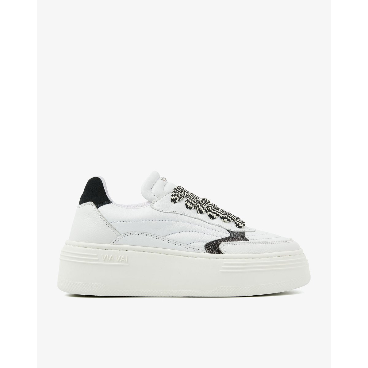 Baskets en cuir ISA JOSIE noir blanc, VIA VAI