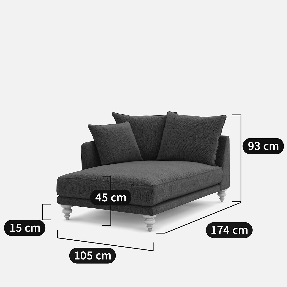 Chaise longue de tejido jaspeado, LAZARE vert de minuit, AM.PM