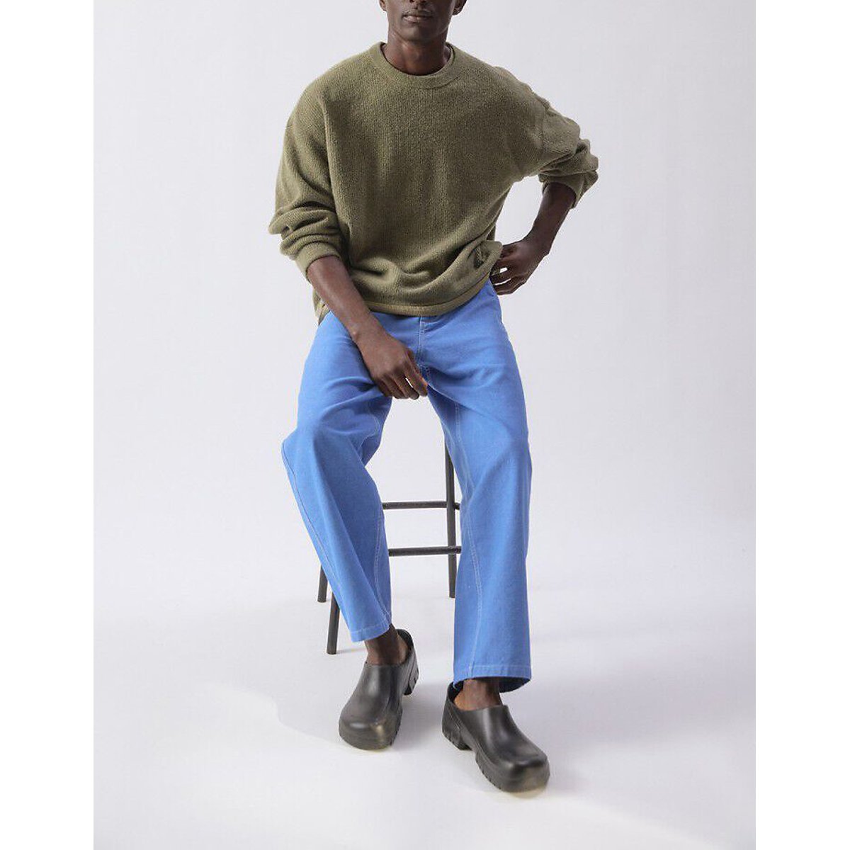 Pull col rond, DAMSVILLE vert kaki, AMERICAN VINTAGE