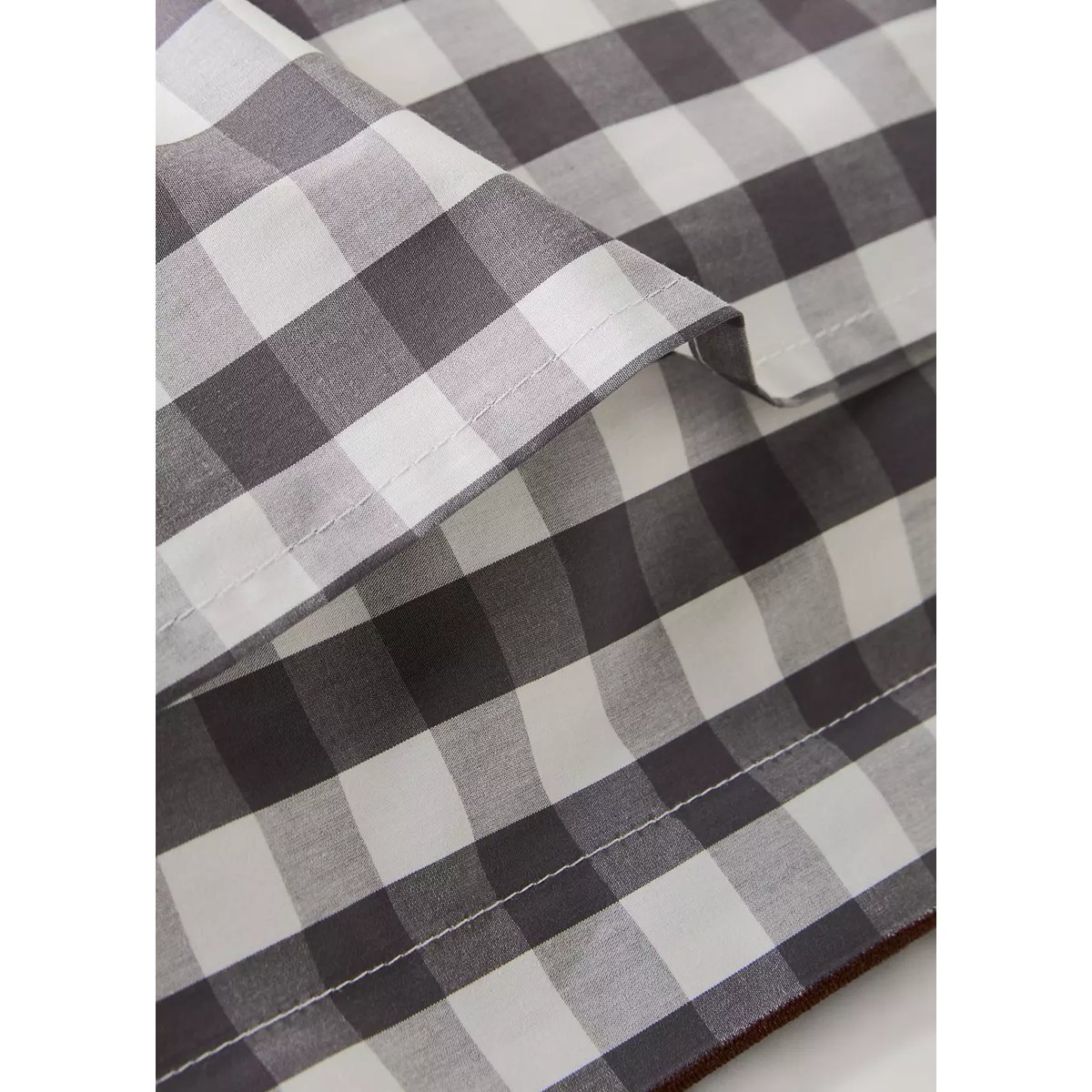 Deux taies d'oreiller percale de coton carreaux vichy 50x75 cm gris, MANGO HOME