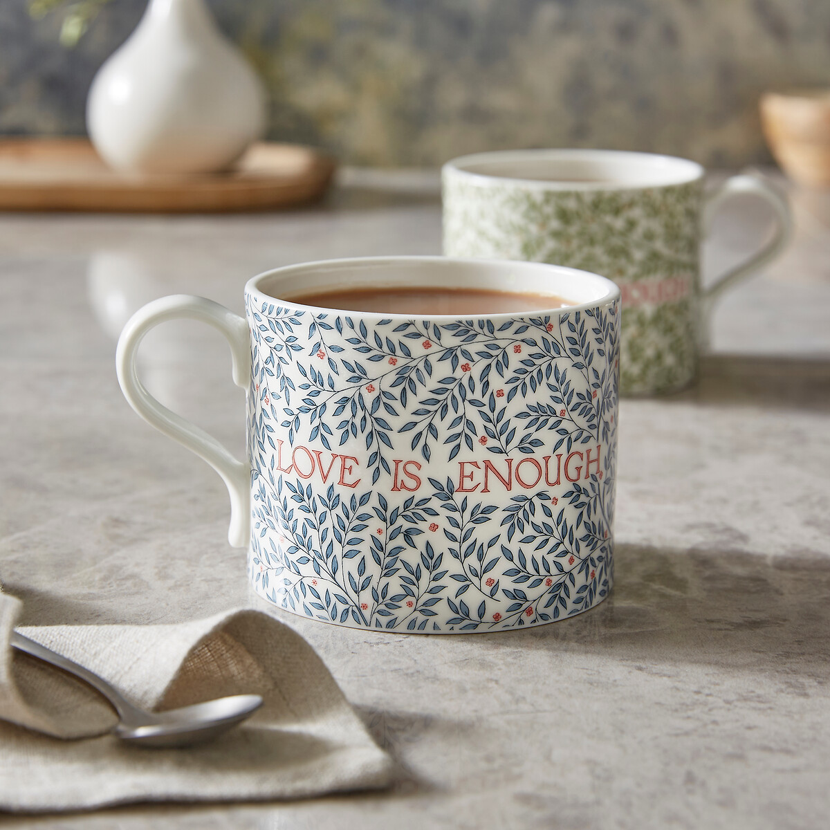 Set of 2 Morris & Co. "Love is Enough" Thyme / Parchment & China Blue Mugs multi-coloured, SPODE