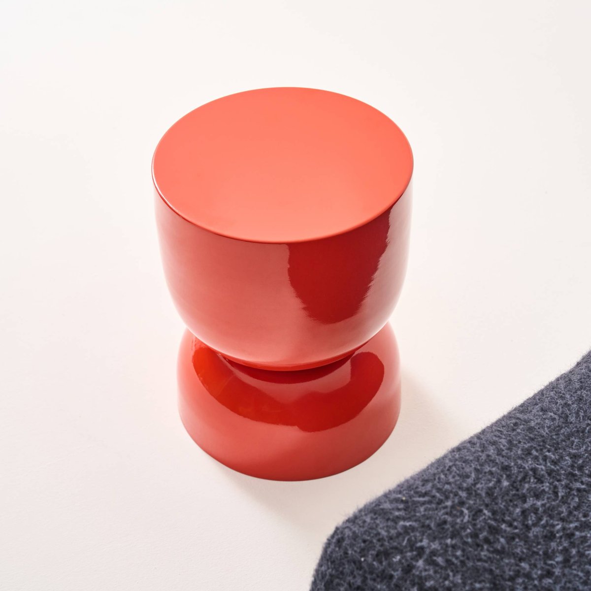 Table d'appoint, bout de canapé, table de chevet métal effet glossy Ø32 x H42cm MADI orange, SWEEEK