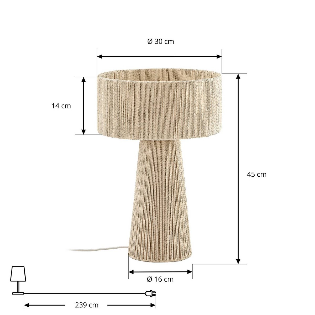 Lampe à poser en papier traditionnelle beige, LINDBY