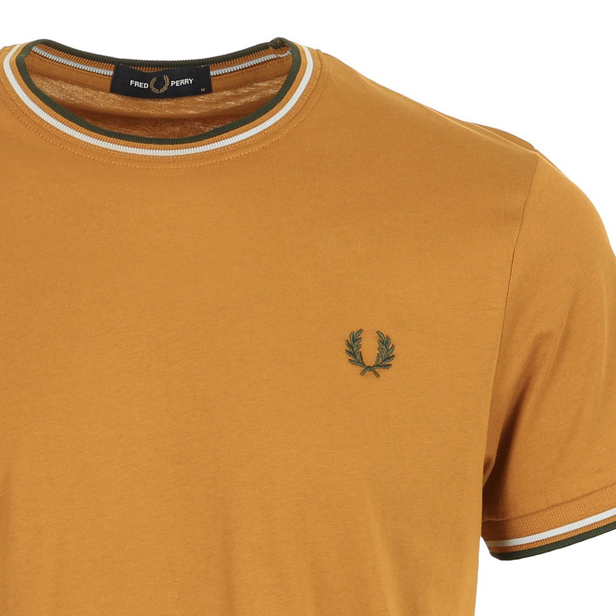 TWIN TIPPED T-SHIRT dark caramel dusky blue night green, FRED PERRY