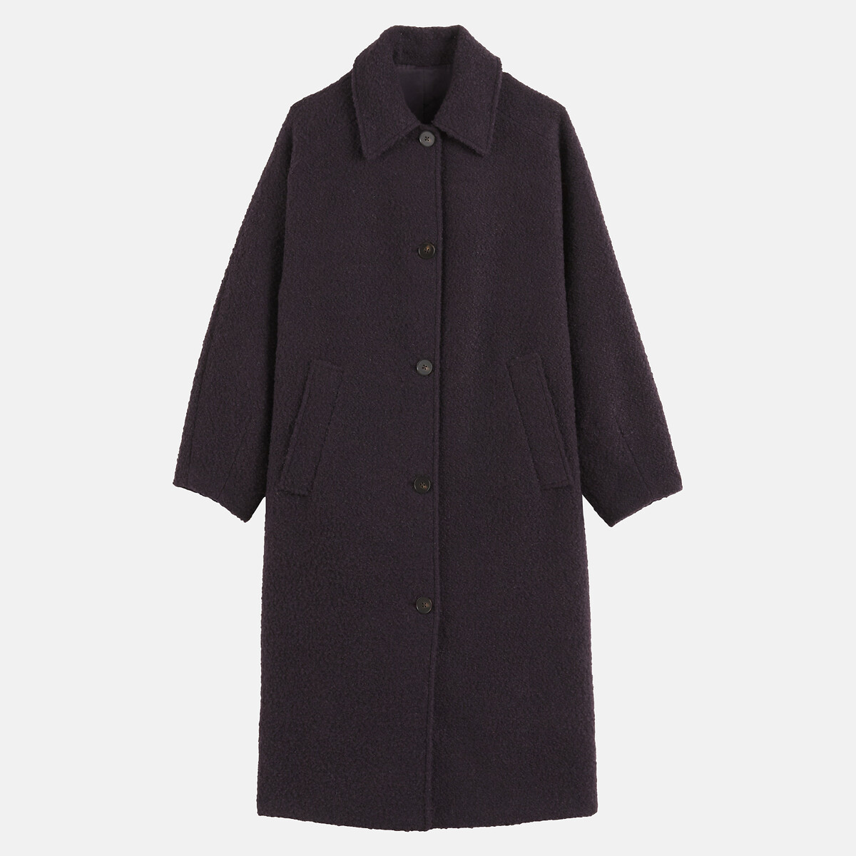 Manteau maxi long en bouclette violet foncé, LA REDOUTE COLLECTIONS