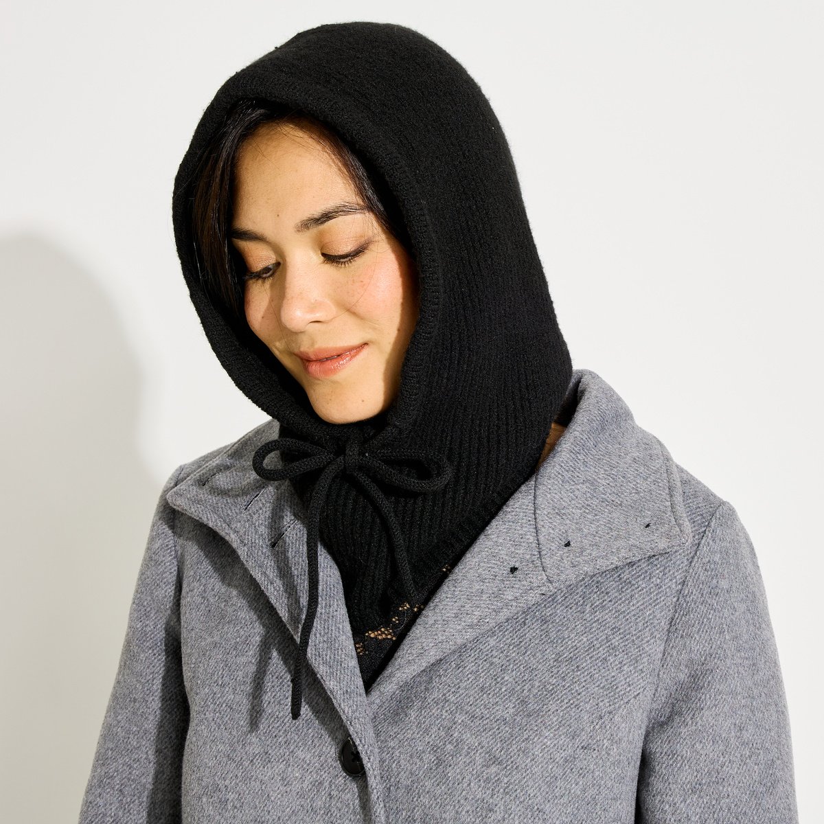 Cagoule ajustée en maille noir, GRAIN DE MALICE