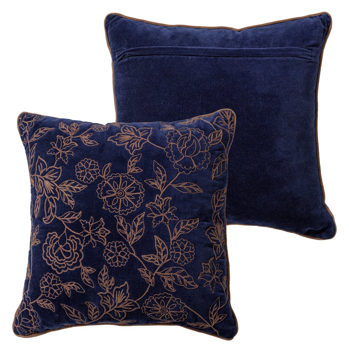 Lot de 4 coussins en coton NIVA marron, WOOOD