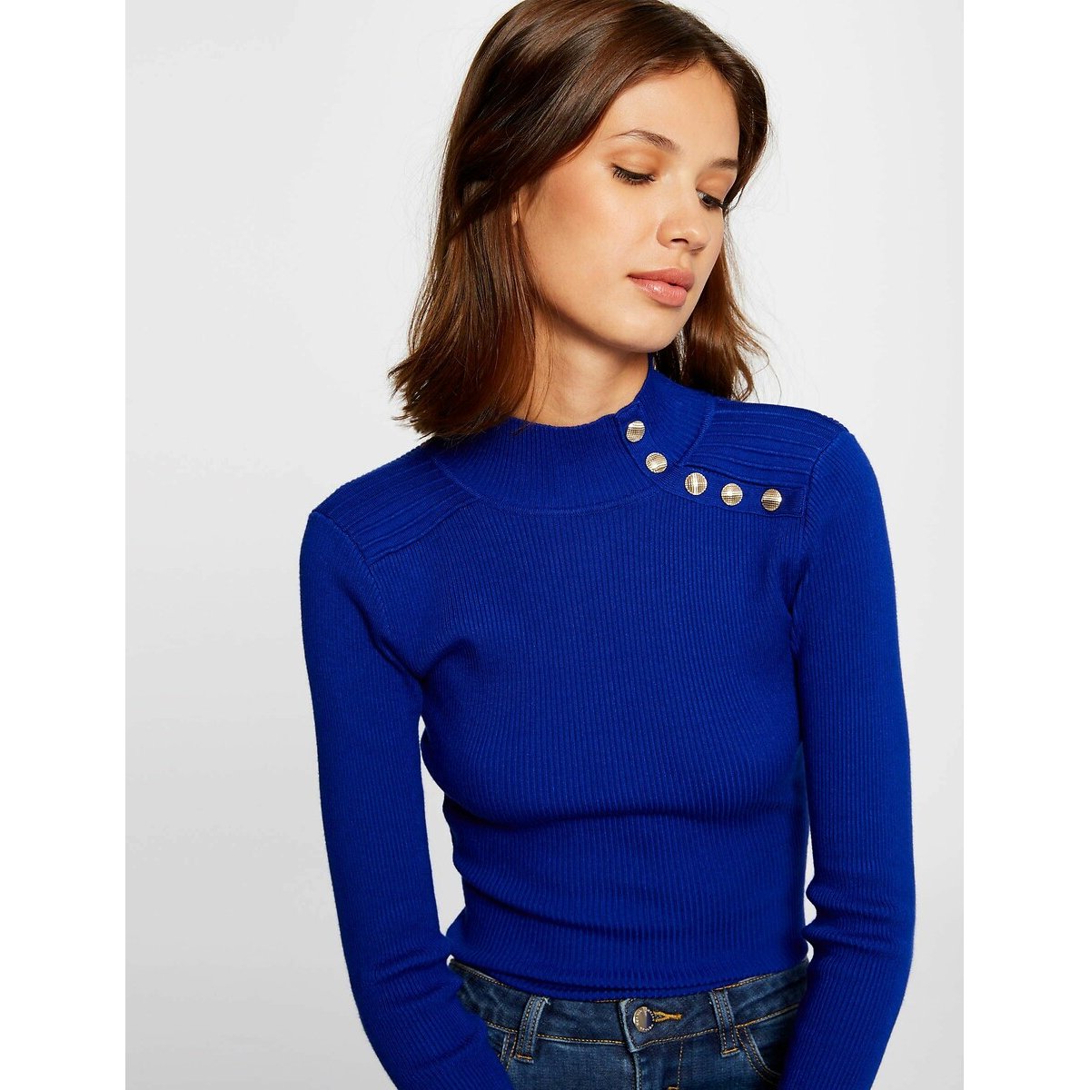Buttoned Jumper blue, MORGAN