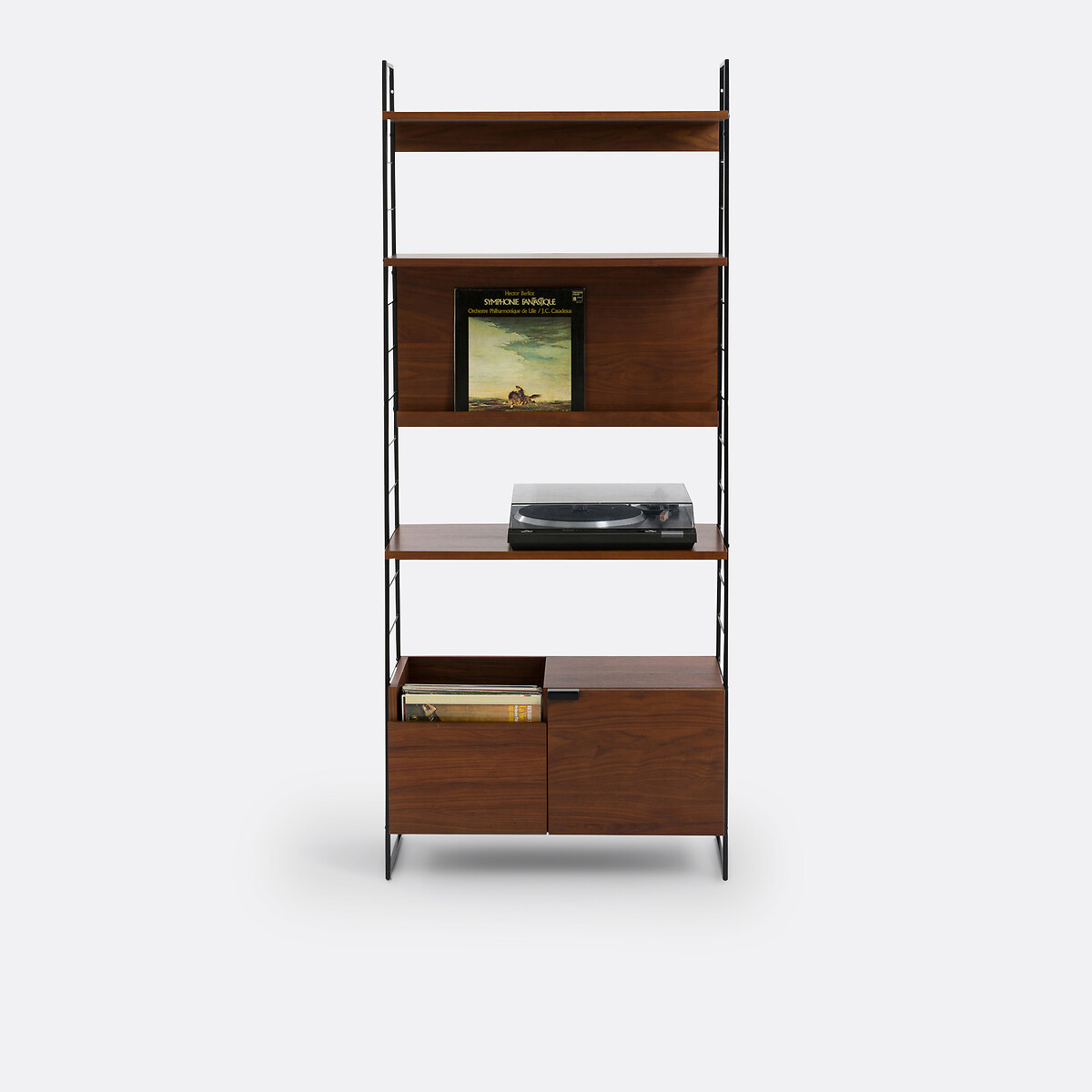 Soporte TV/Hifi vintage, chapa de nogal, WATFORD difuminado/negro, LA REDOUTE INTERIEURS