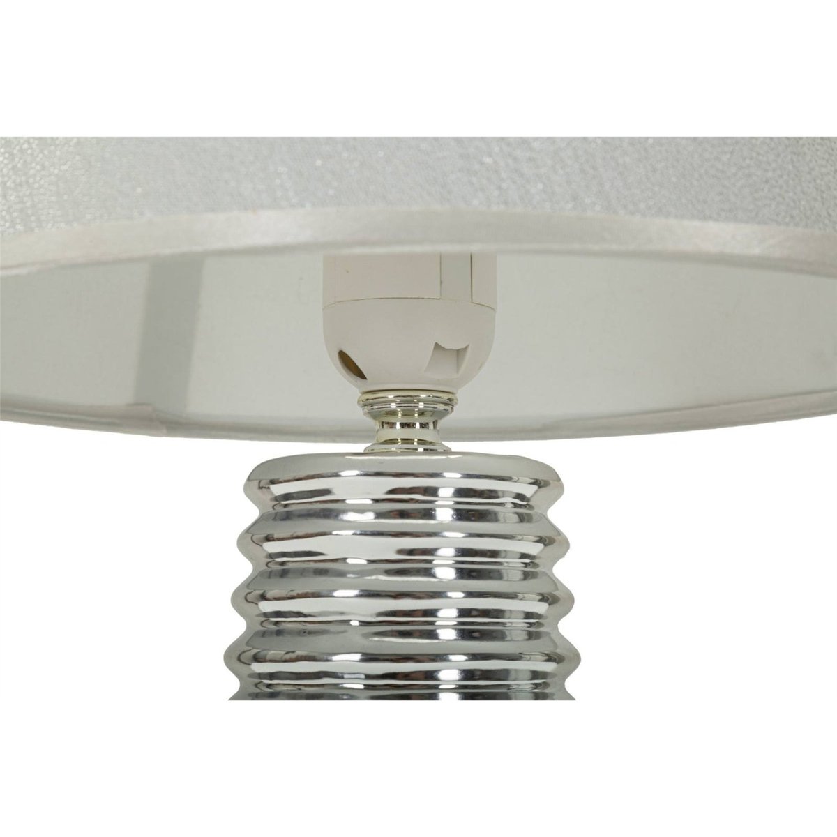 Lampe à poser en céramique striée GLAM blanc et argent, RECOLLECTION